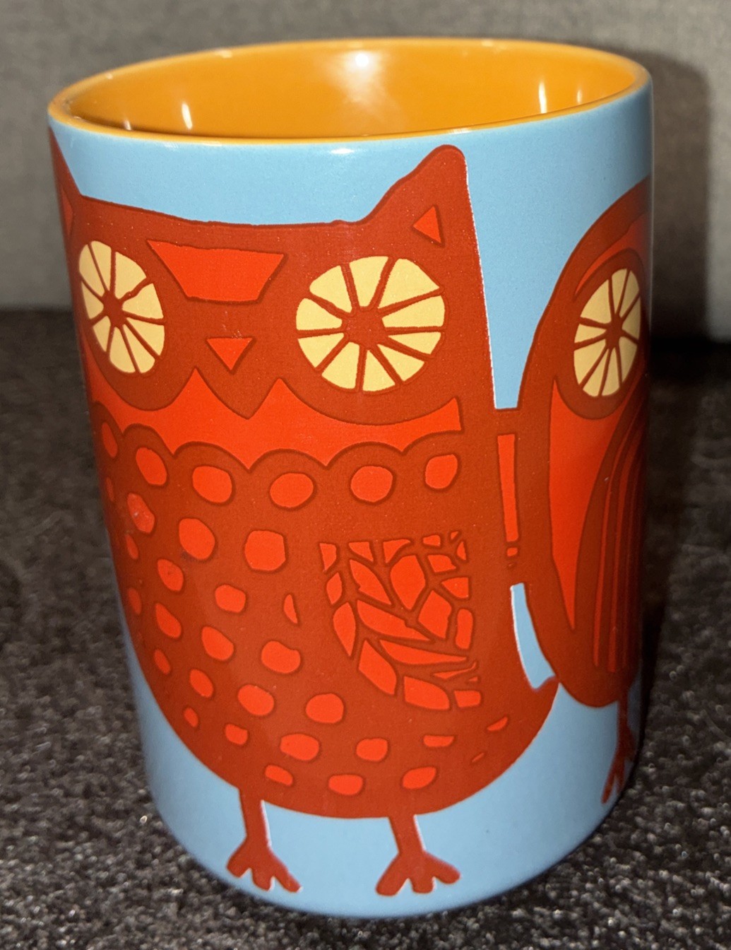 Retro KITCH N GLAM 16oz Coffee Mug/ Tea Cup Blue Red Birds