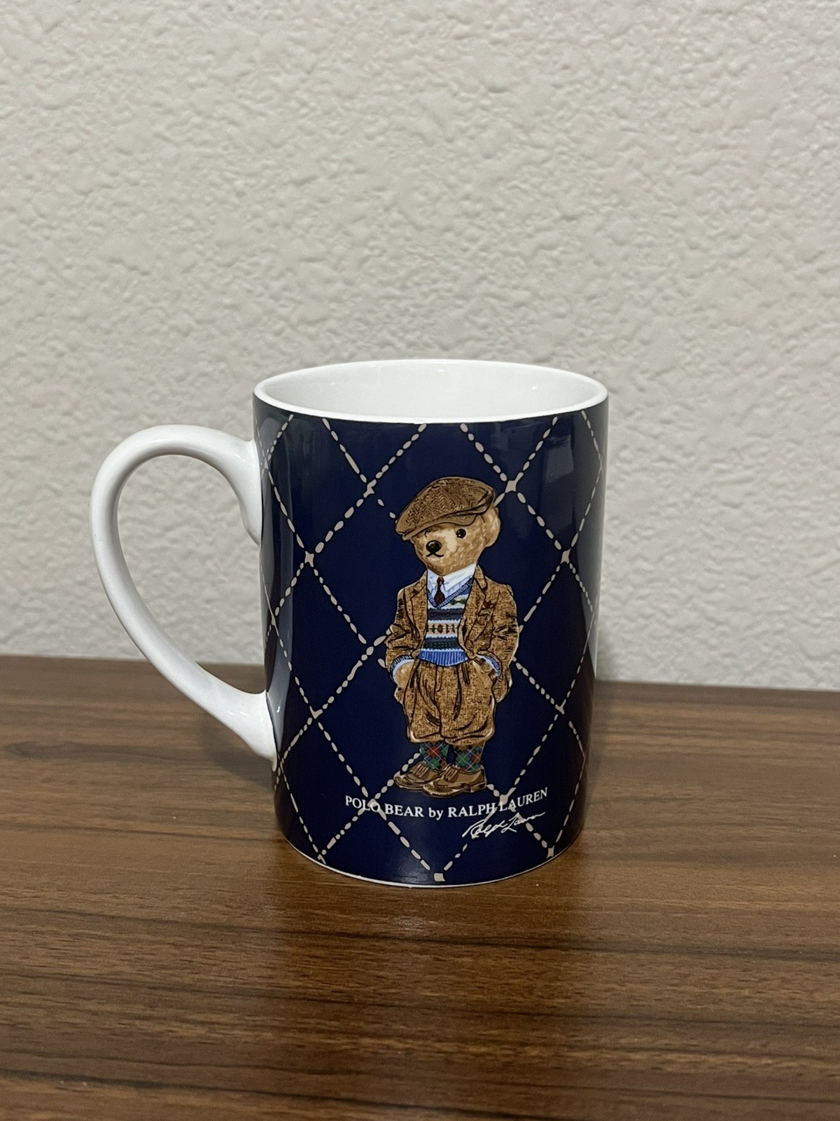 Ralph Lauren Highmoore Plaid Polo Bear Porcelain Coffee Mug 14oz.