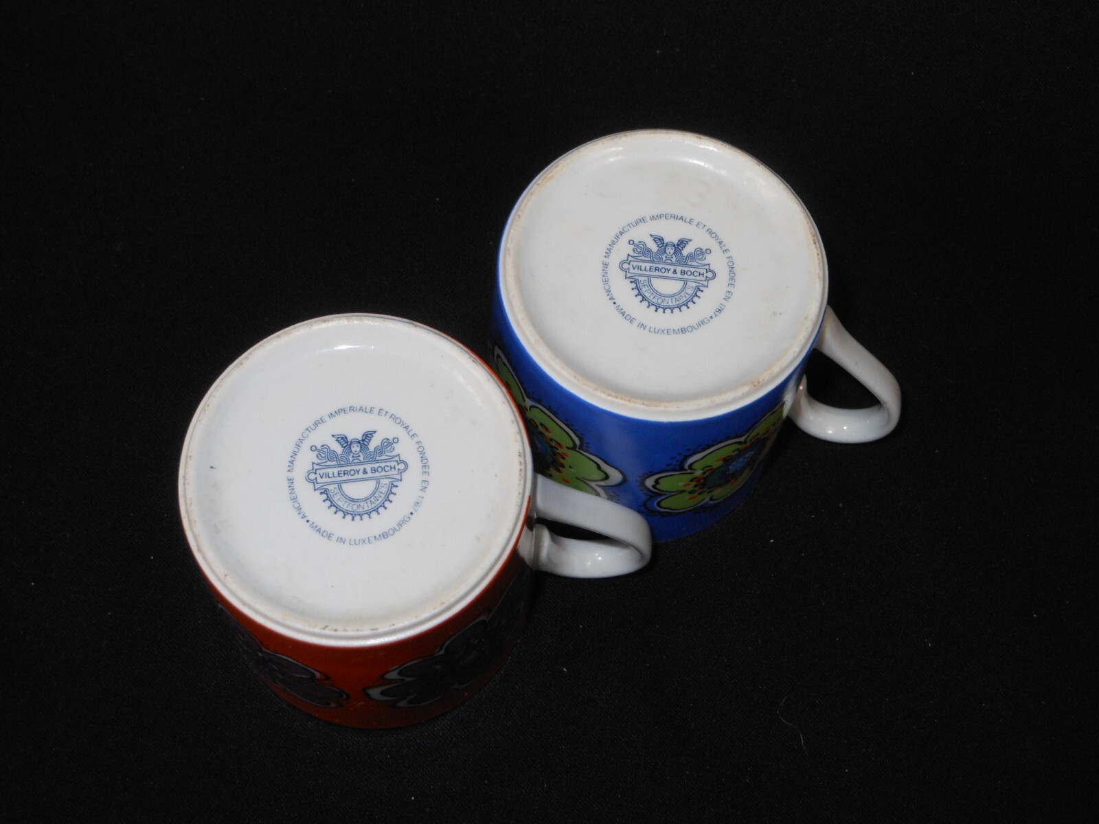 649-C105-4E33 Villeroy & Boch Luxembourg Septfontaines 2 colorful espresso cups