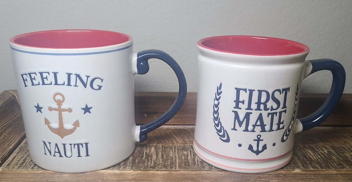 ili Feeling Nauti & First Mate Nautical Theme 21 oz Ceramic Coffee Mug