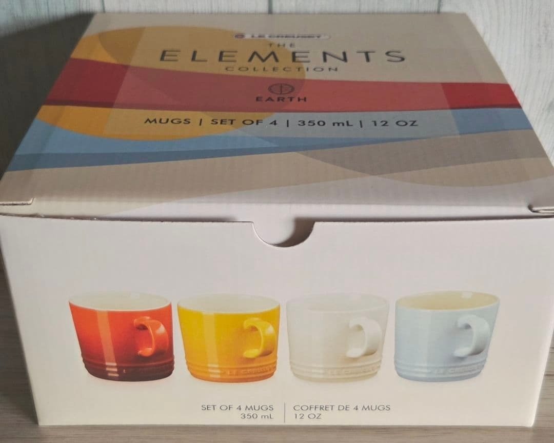 Le Creuset Coffee Mug Cup Set of 4 350ml 12oz The Elements Collection Japan NEW