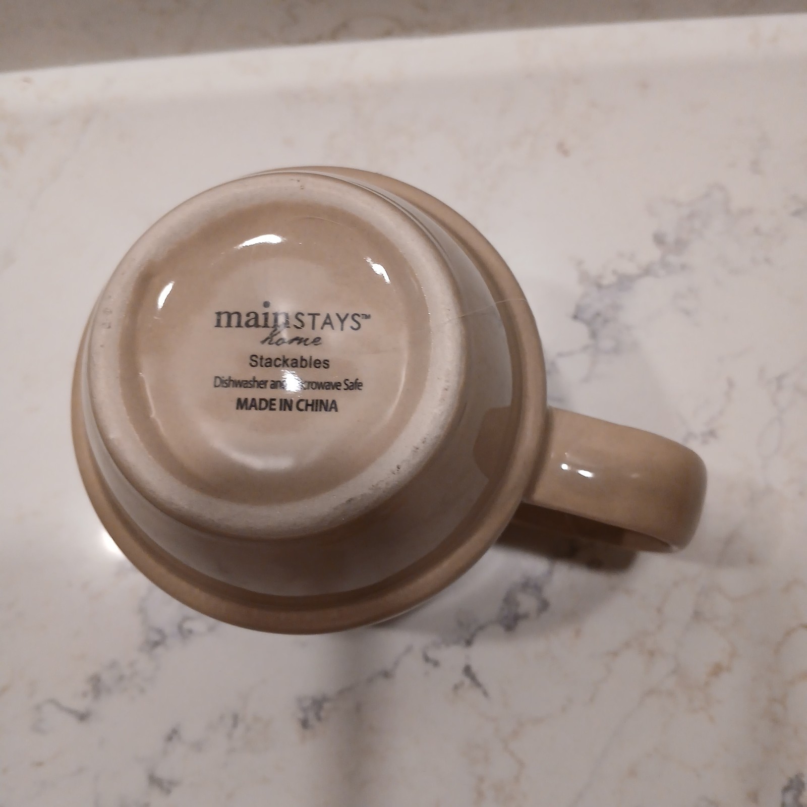 Mainstays Stackables Beige Tan Mug 16 oz Stoneware Coffee Cup Stackable