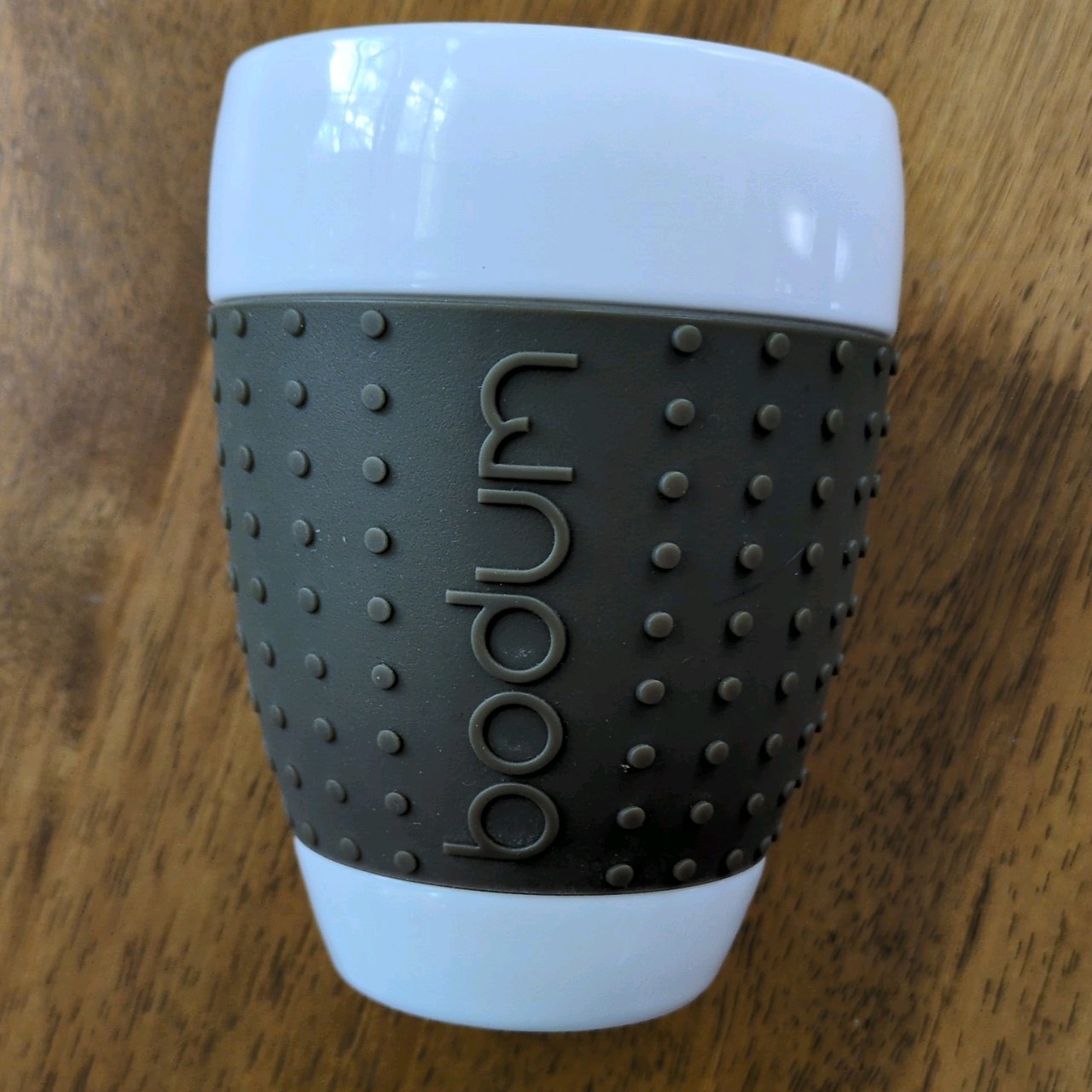 Bodum Pavina Thermal Mug 12 oz Porcelain Brown Silicone Sleeve VTG