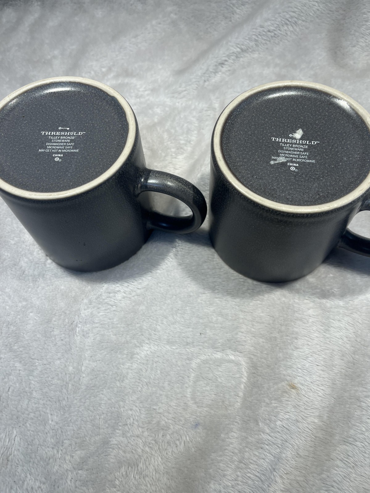 Threshold Tilley Bronze Gray Stoneware Coffee Mugs Set Of 2 Dishwasher Safe