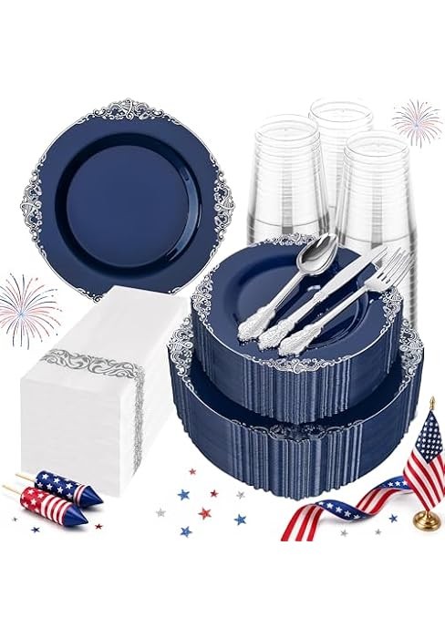 Clear Plastic Cups with silver Trim – Plastic Disposable Cups, Heavy Duty &