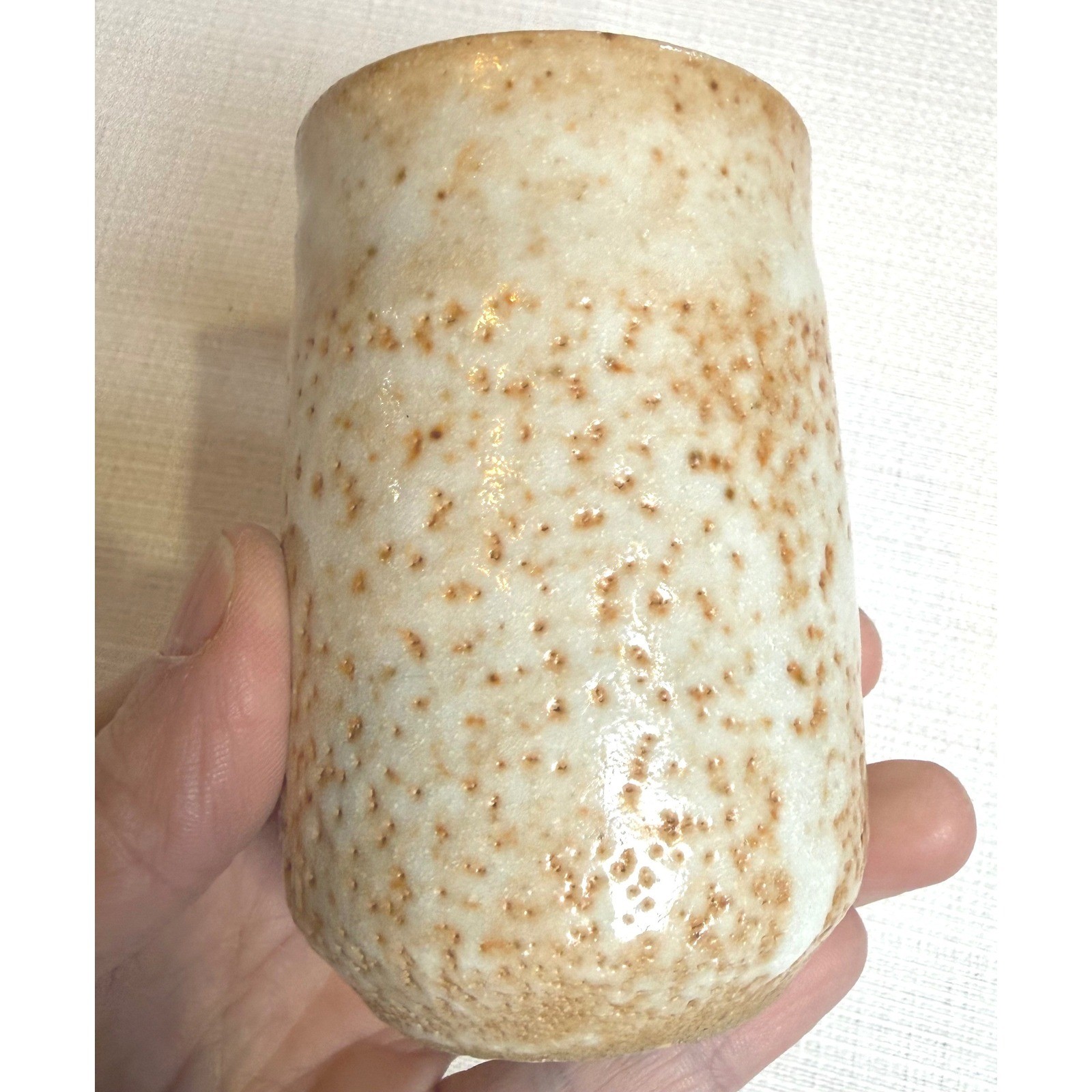 Vintage Studio Pottery Stoneware Vase Signed Handmade Speckled