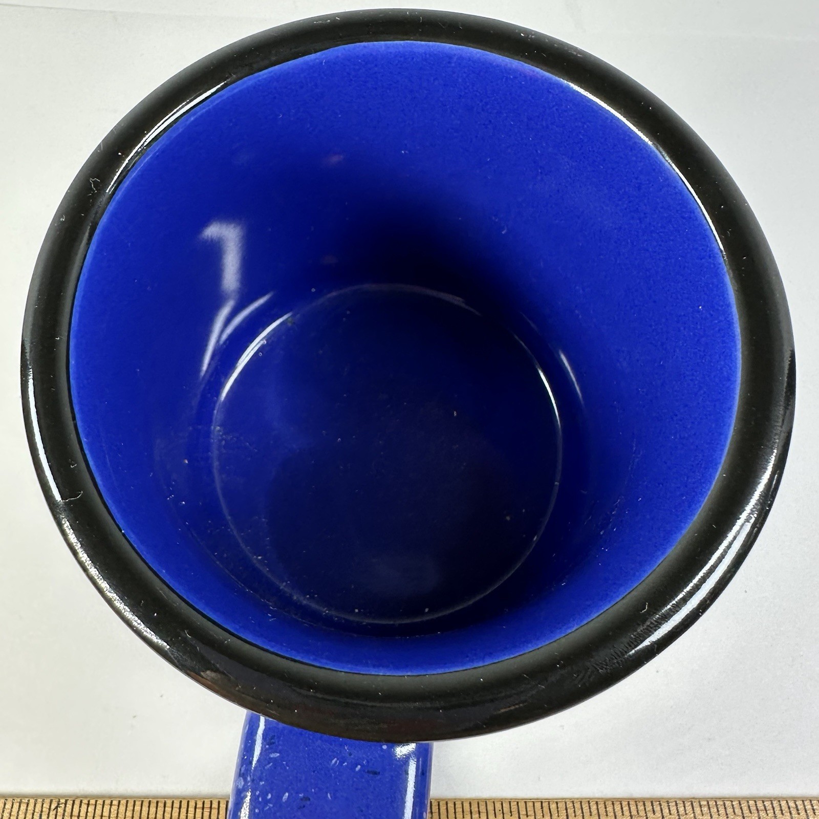 Houston Rodeo Cobalt Blue Black White Speckled Stoneware Coffee Mug HLSR Logo