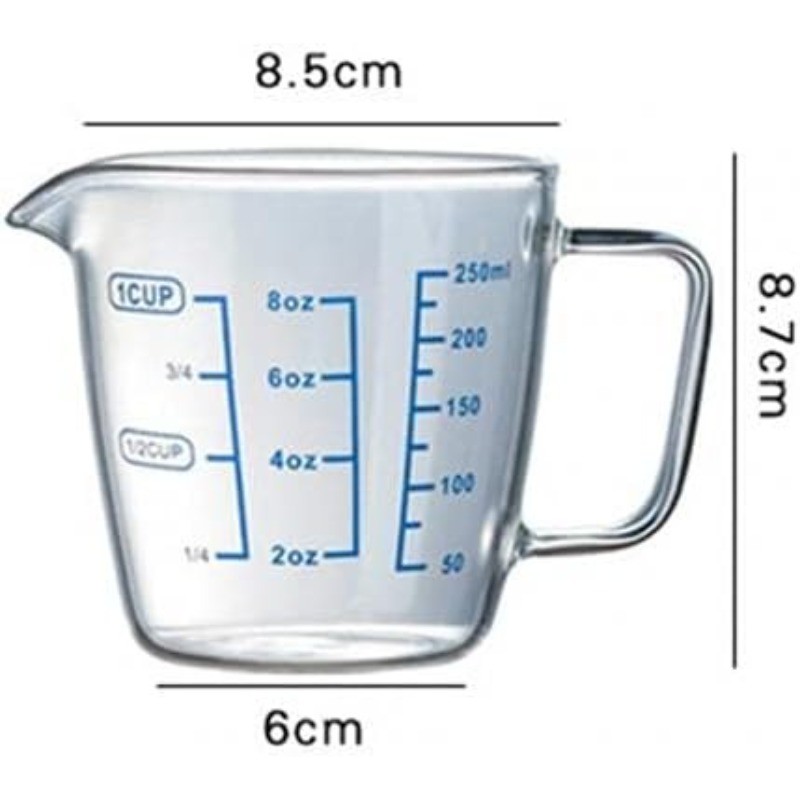 250ml Heat-resisting Glass Measuring Cup Milk Scale Microwave Measure Jug