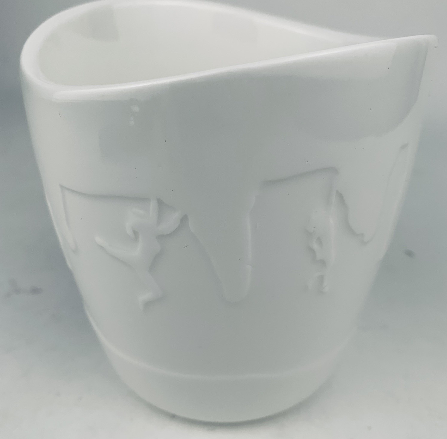 Rock Climbing Coffee Mug White w/ Blue Rock Pinch Handle Two Stones Tea Cup