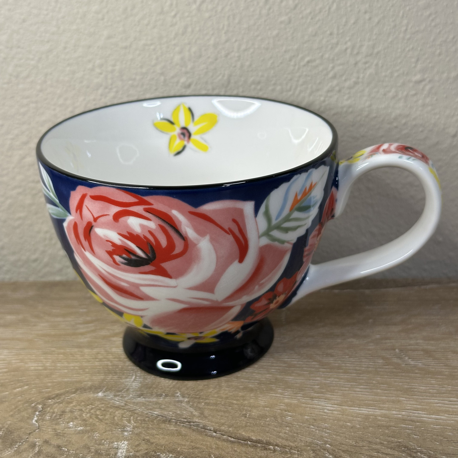 Potters Studio Colorful Floral Coffee Mug Footed Cup New