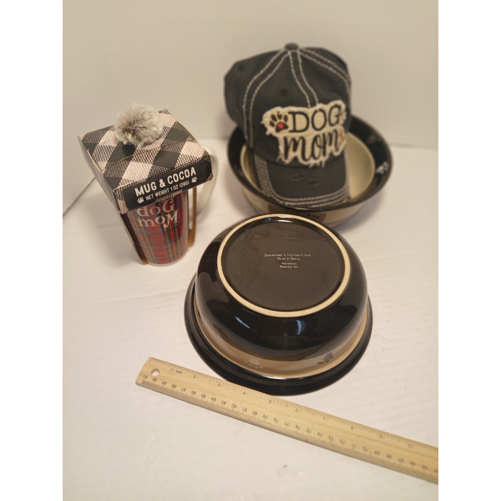 Unbranded Dog Mom Gift Set Bundle Women Black Red Good Distressed Cap Mug Bowls