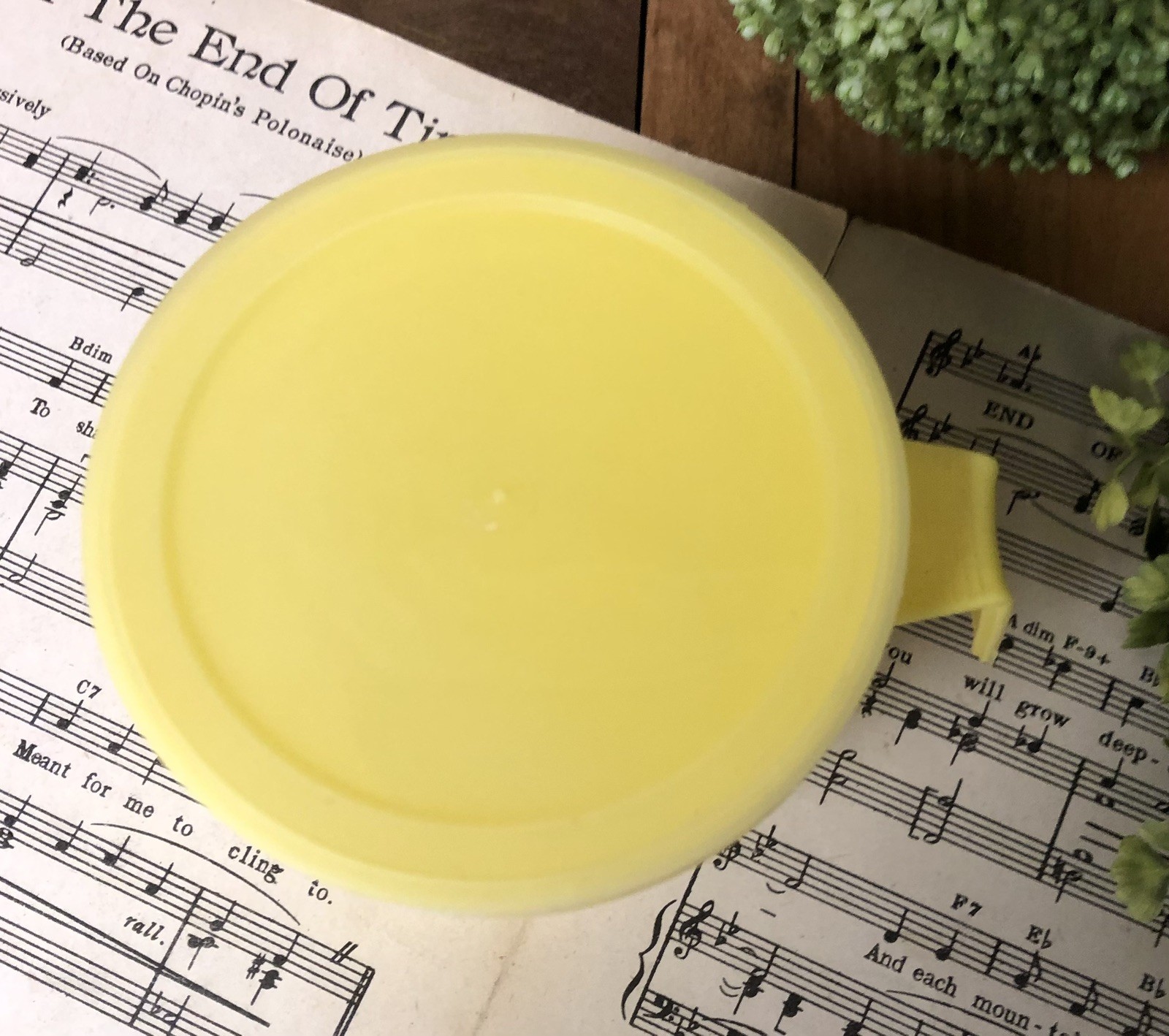 Vintage NuMaid Rite Margarine Butter Cup with Lid Yellow MCM Retro Plastic Mug