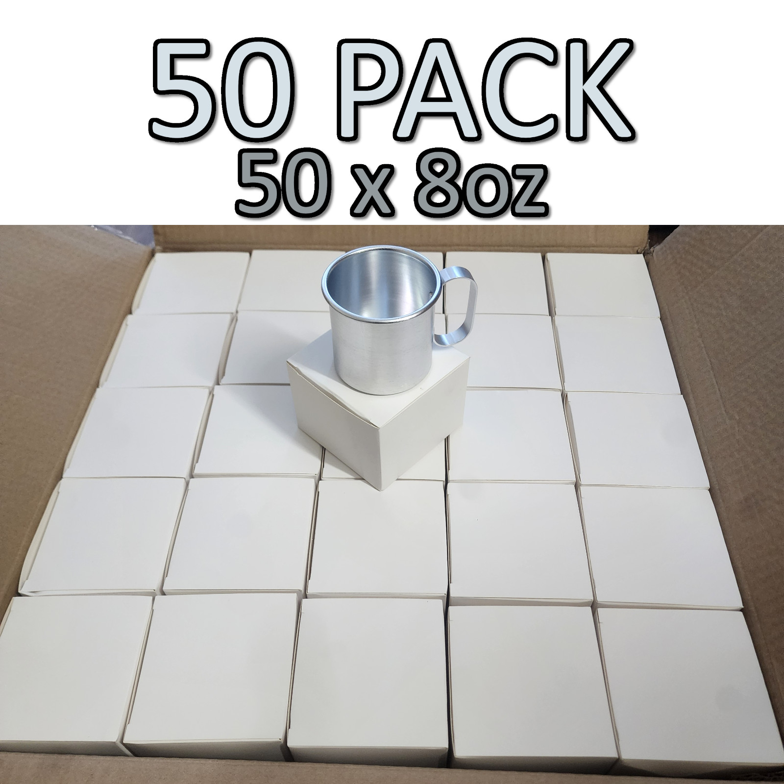 Bulk Lot of 50 – Aluminum Cups with Handle / Mug (8oz) – ByHumankind