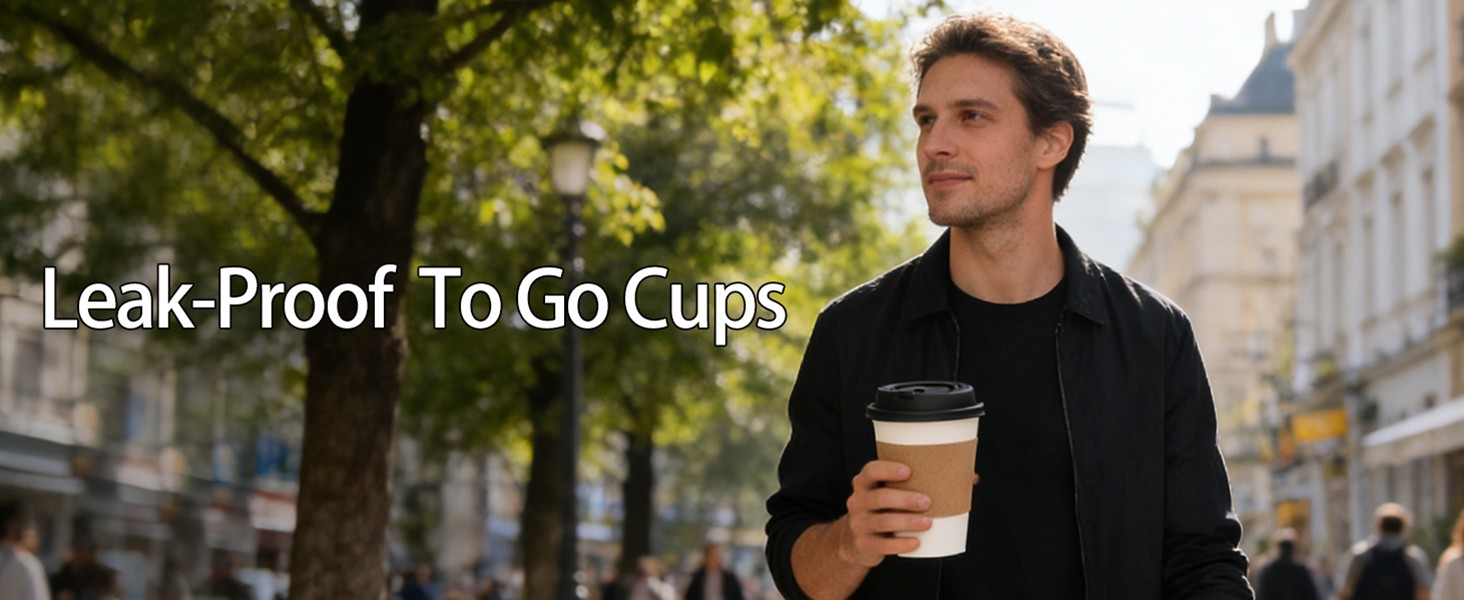 Disposable Paper Coffee Cups Bulk, Leak-Proof White Coffee Cups for Hot & Cold