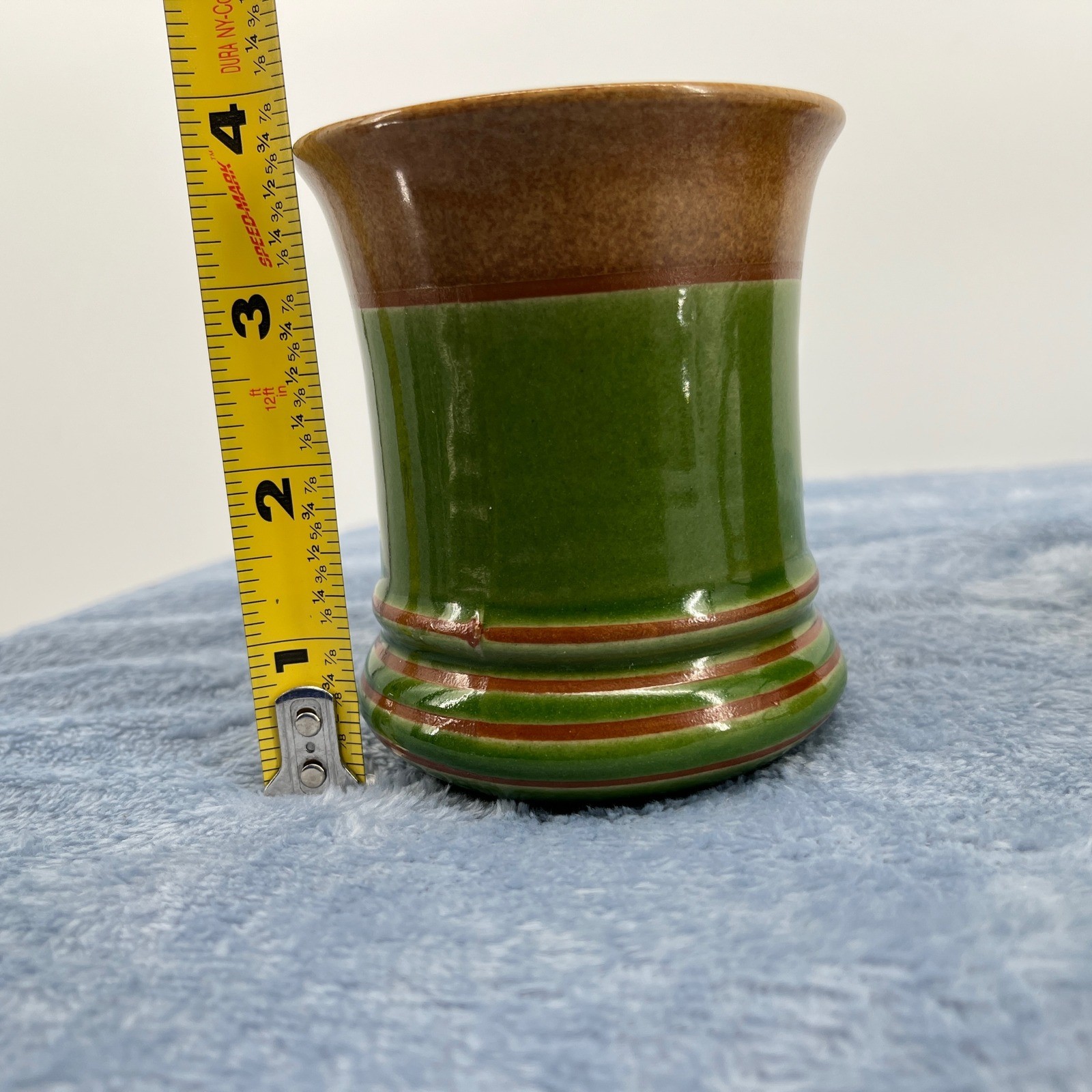 Mid Century Modern Japanese Green & Brown Stoneware Mugs – Set of 2