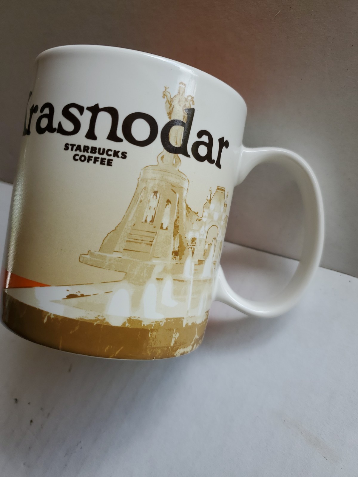 DEFECTIVE Starbucks Global Icon 2015 Krasnodar Russia Orange Beige 16oz G3D