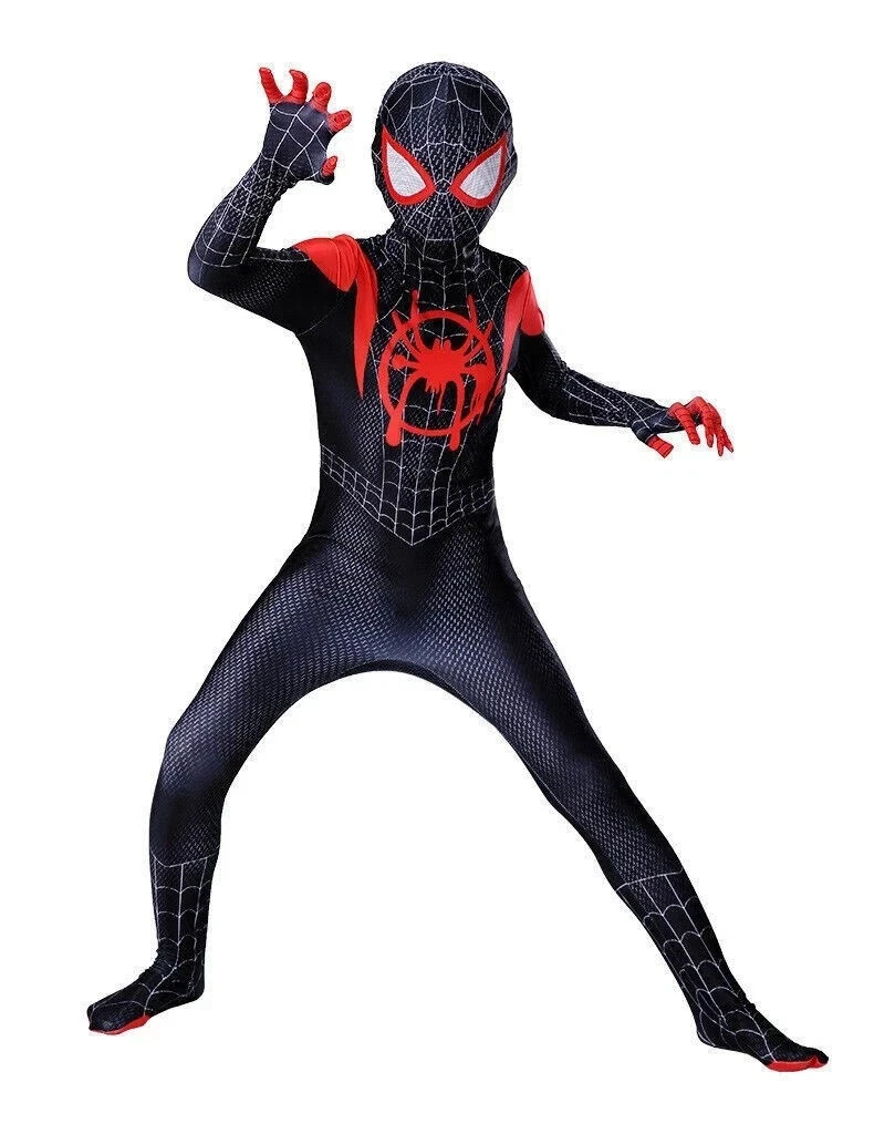SpiderVerse Miles Morales Spiderman Jumpsuit Kids/Adult Costume Cosplay