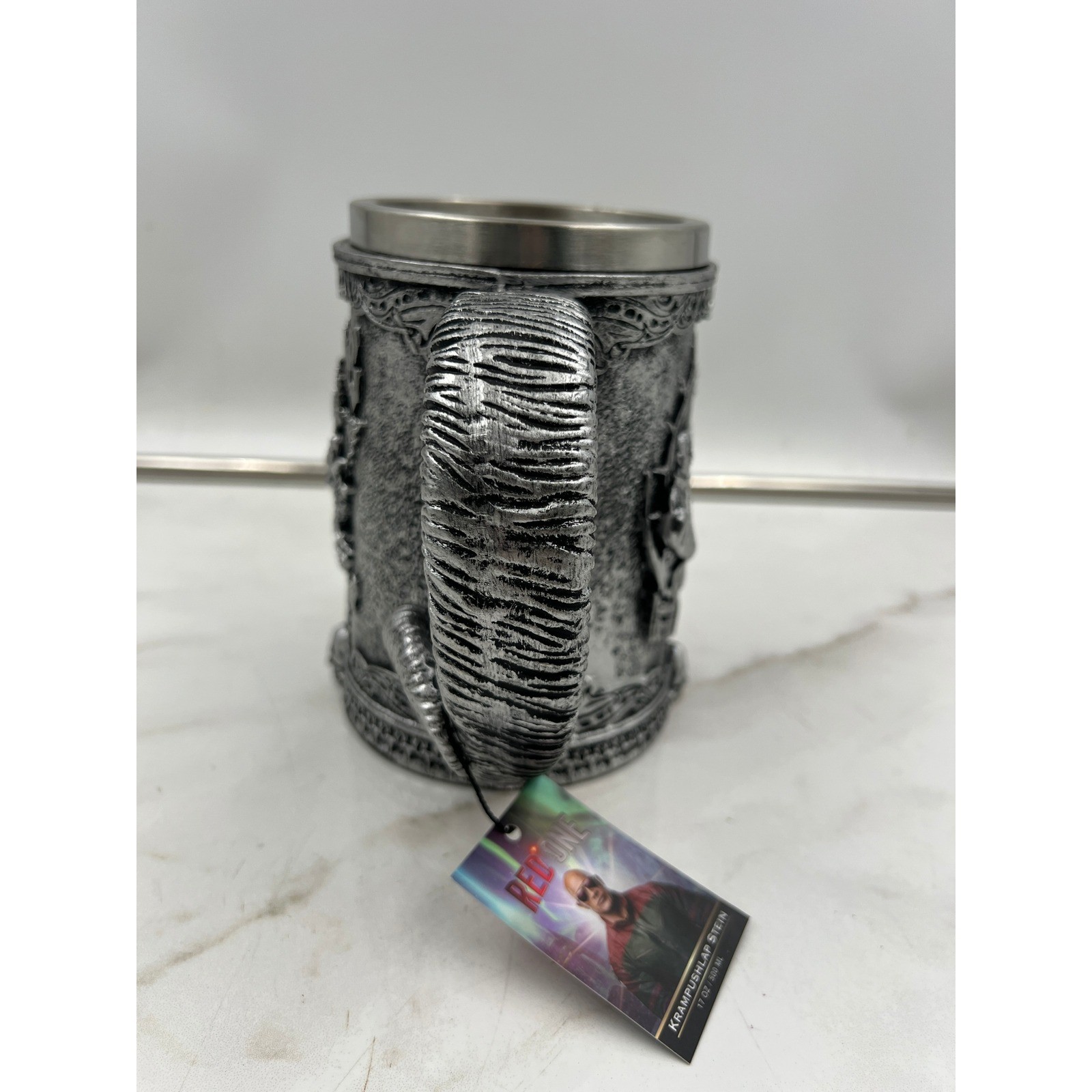 Red One Movie Krampushlap Stein 17oz Krampus Dark Lord of Winter Silver Mug NEW