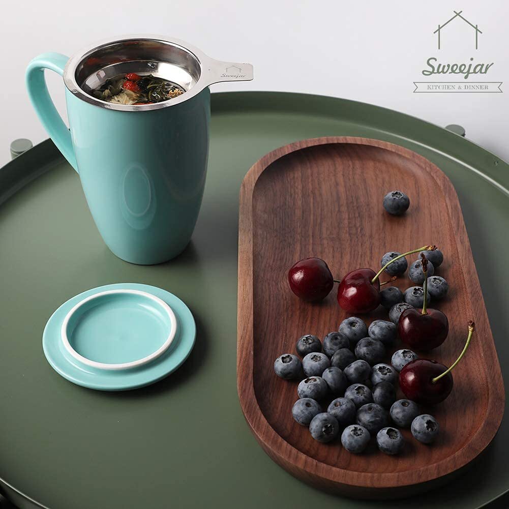 Porcelain Tea Infuser Cup With Lid 16 Oz Tea Cup With Strainers For Loose Leaf T