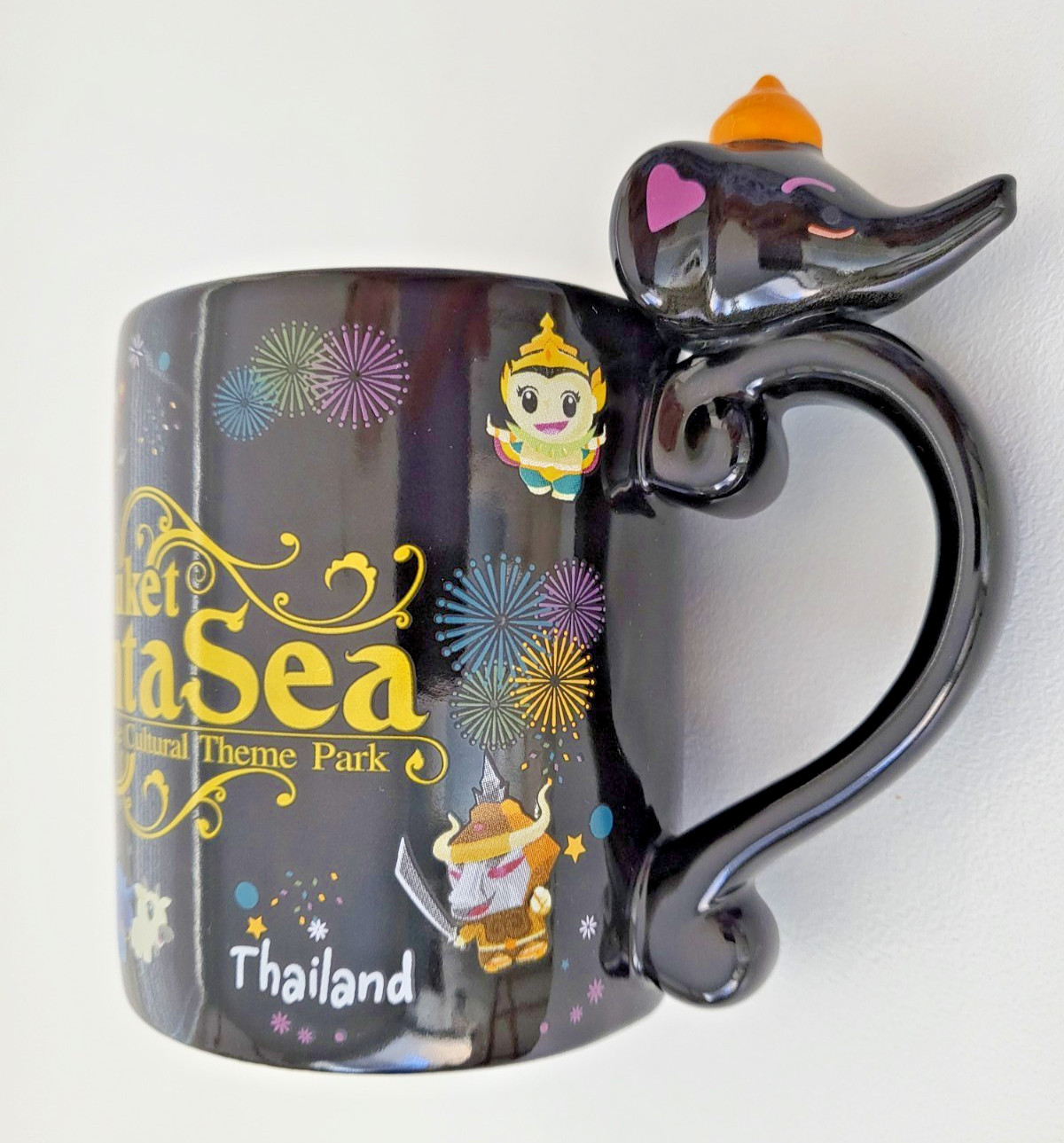 Phuket FantaSea Mug 3D Elephant Thailand Souvenir Black Coffee Cup Theme Park