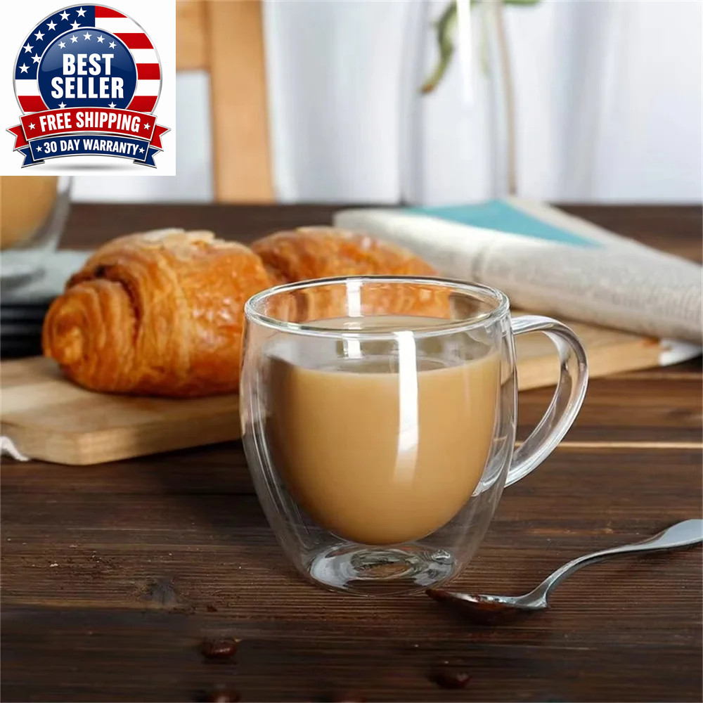 250Ml Double Walled Glass Coffee Mugs Insulated Borosilicate Glass Coffee Cups w