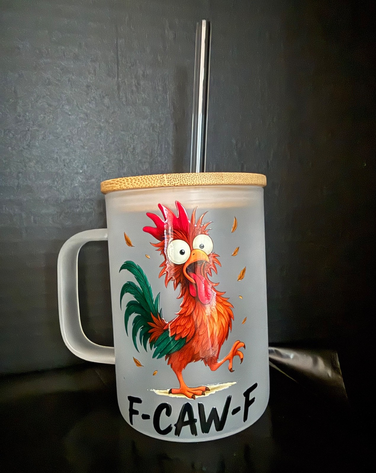 F-CAW-F BEER CAN TUMBLER Frosted Mug | Adult Humor Sarcastic Chicken | UV DTF