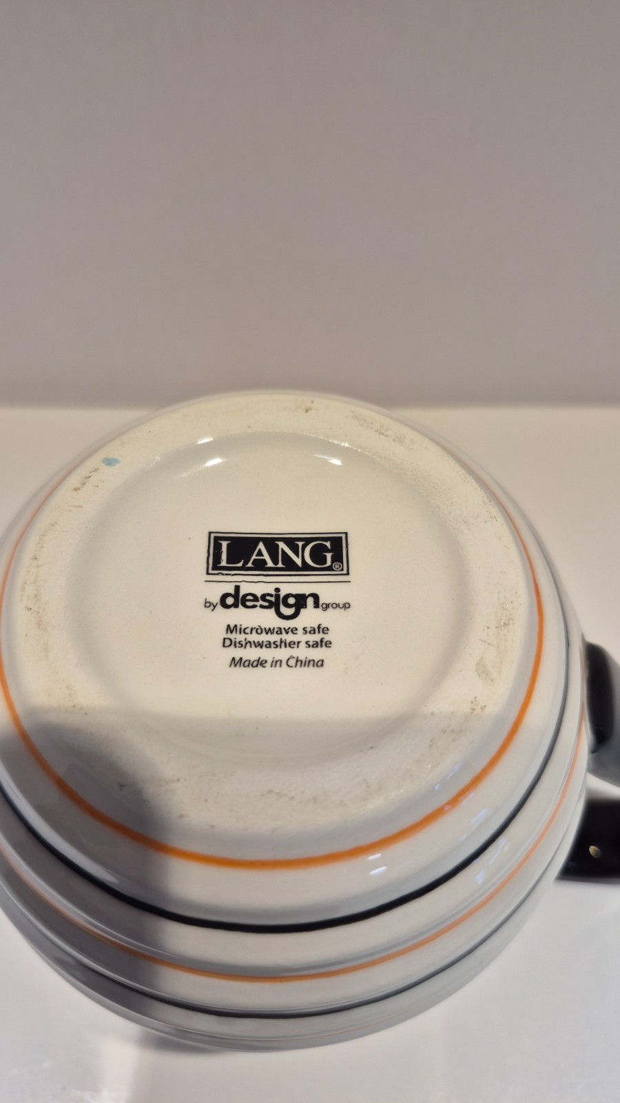 3-D Large Halloween Coffee Mug. Jack O Lantern And Stripes. Lang Design 18 oz.