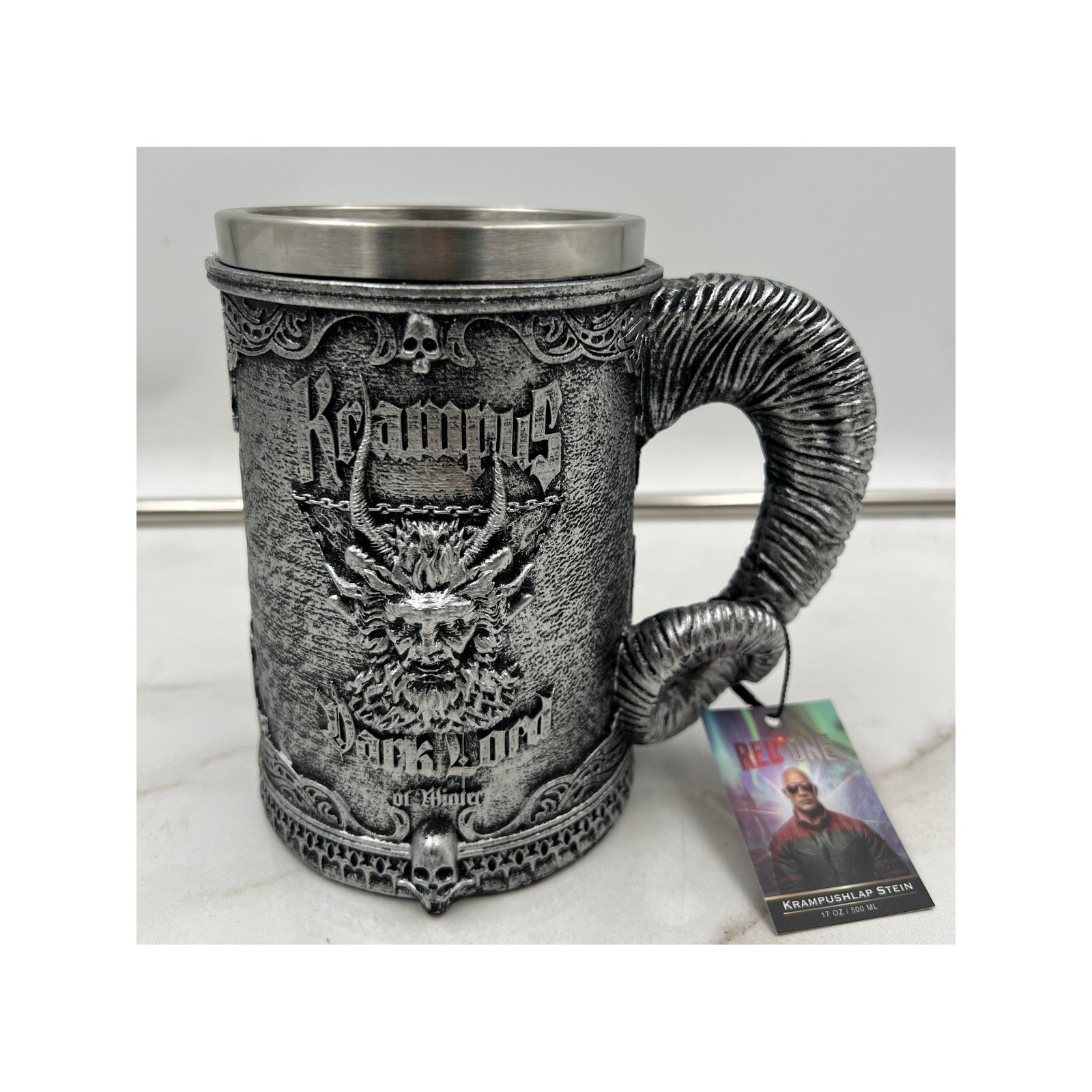 Red One Movie Krampushlap Stein 17oz Krampus Dark Lord of Winter Silver Mug NEW