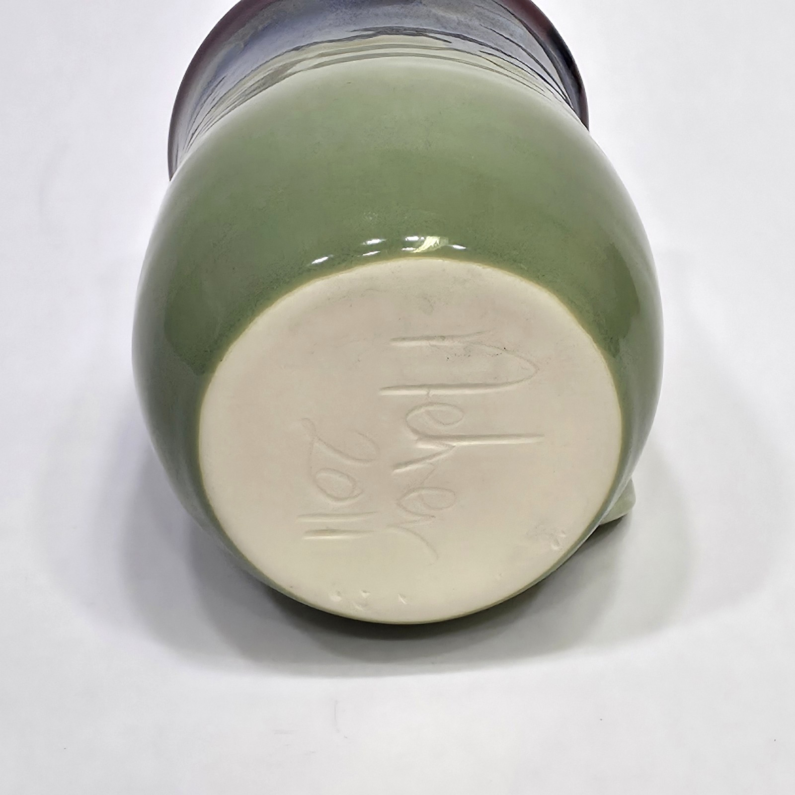 Neher 16oz Right Hand Handwarmer Mug 3 Color Drip Glaze Pottery Green Blue 2011