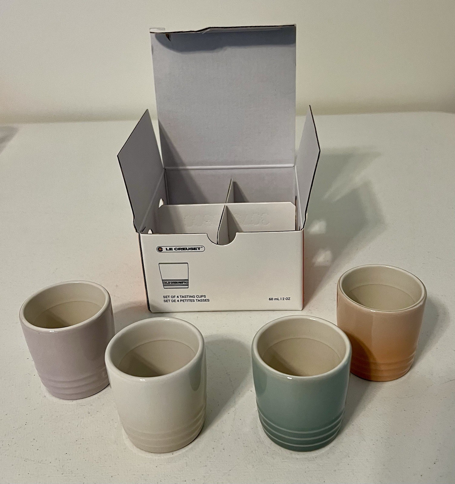 Le Creuset Stoneware Set of 4 Tasting Cups 2 oz 60 ml each New