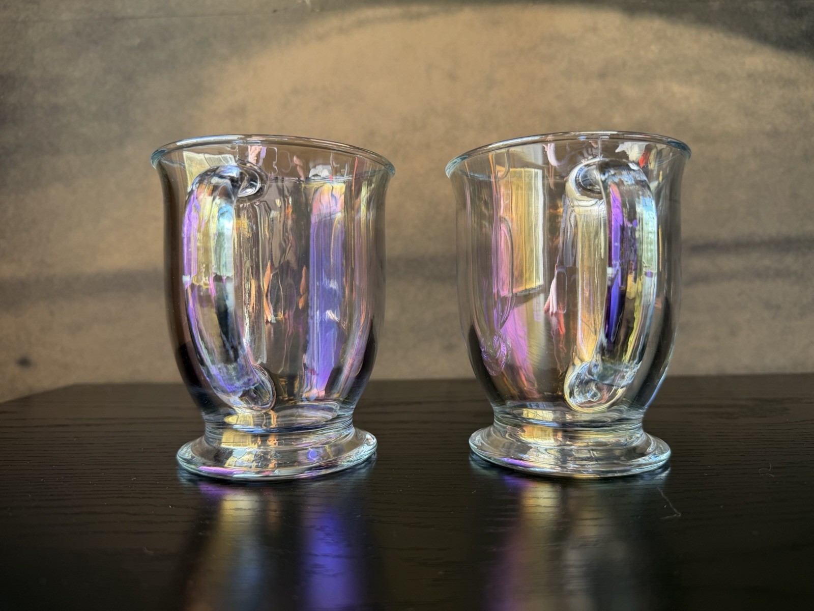 Pink Iridescent Clear Coffee Mugs Tea 16.0oz