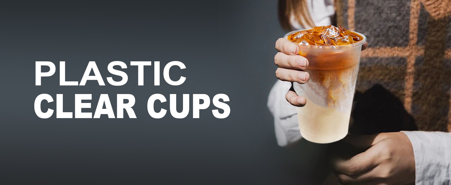 Clear Plastic Cups, 12 Ounce Disposable Cold Drinking Cups for Party, Picnic,