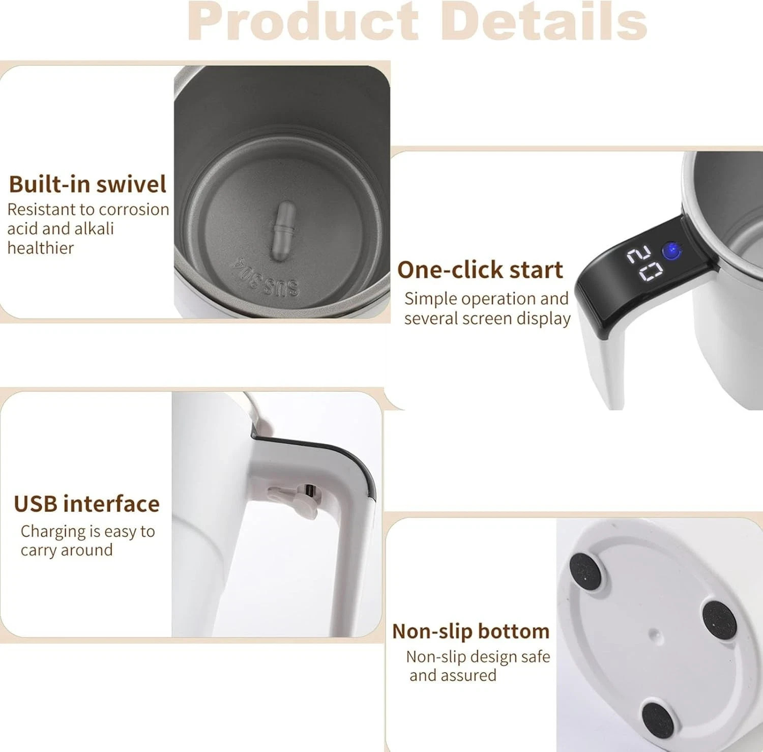 Self Stirring Cup Automatic Electric Mixing Coffee Milk Tea-FAST US SHIP
