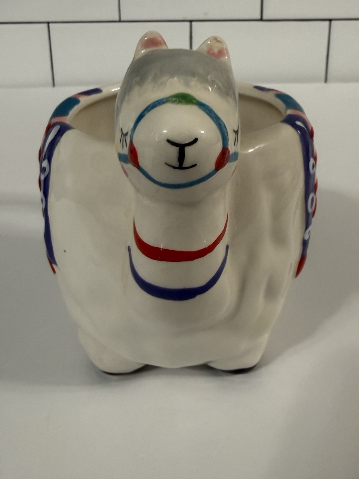 2 Llama Alpaca Ceramic Coffee Mugs Colorful Novelty Animal Cup Farmhouse 12/16oz
