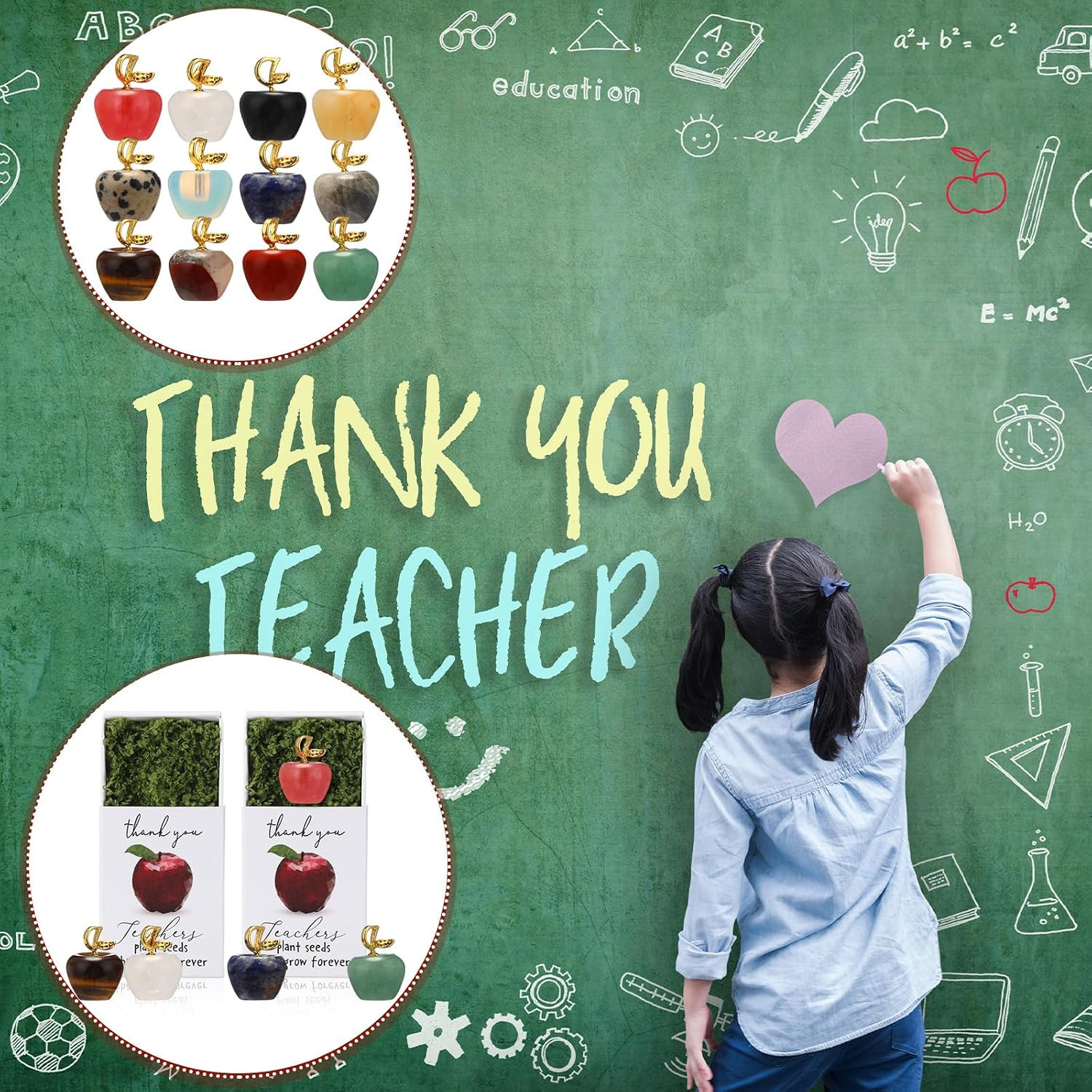 12 Sets Teacher Appreciation Gifts in Bulk Thank You Teacher Desk Decor Stones E