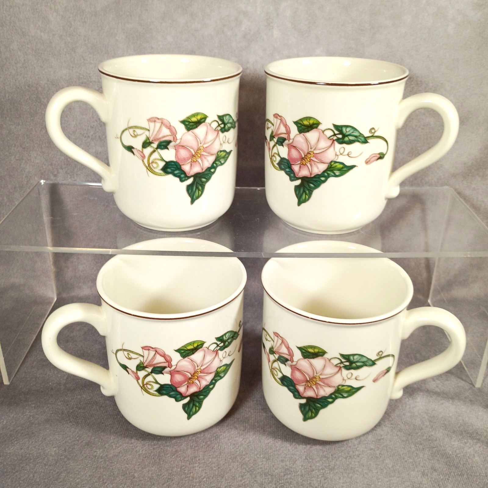 VILLEROY & BOCH Luxembourg Palermo 3.5″ Coffee Tea Mug Cup Pink Floral Set of 4