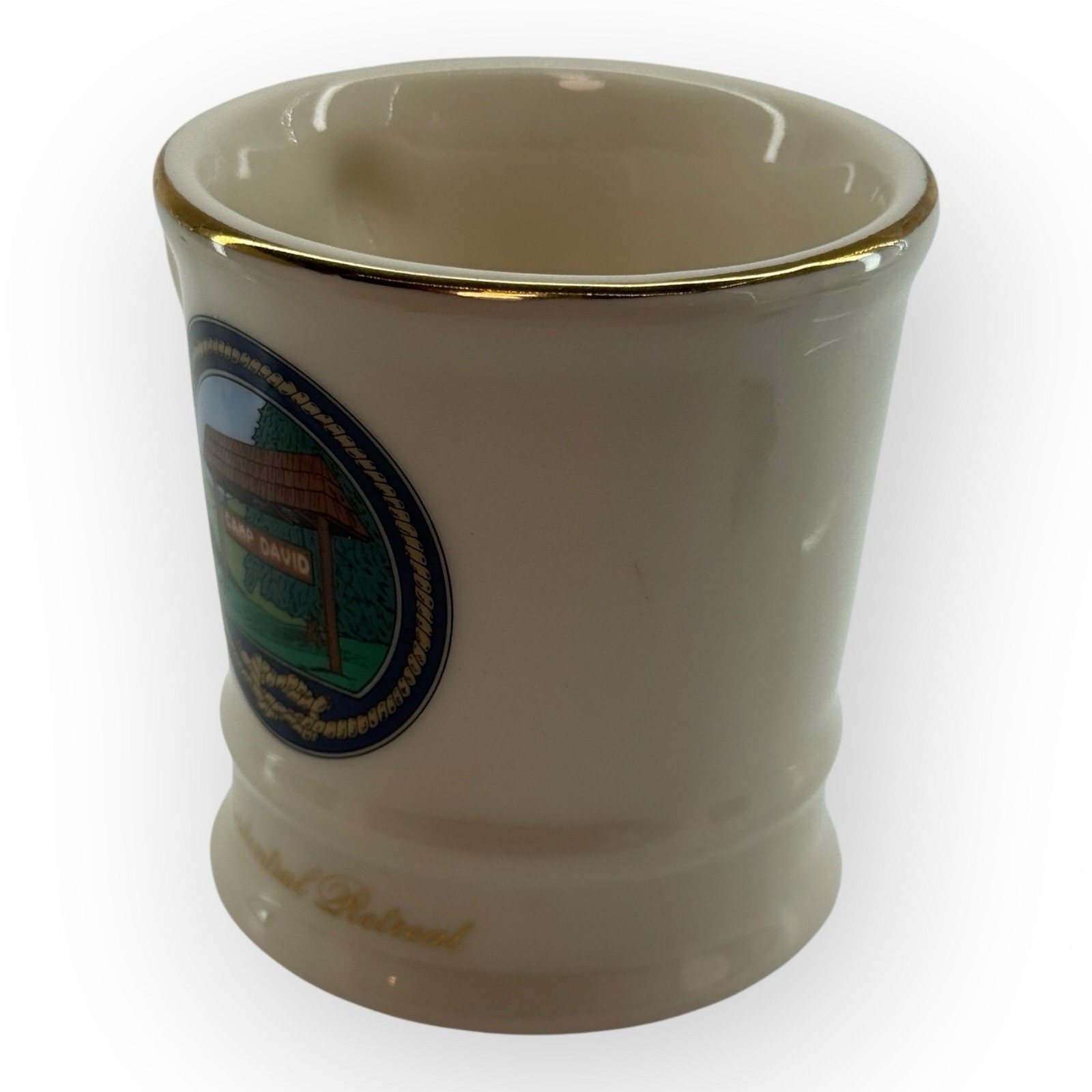 Mil-Art Camp David Presidential Retreat Coffee Mug USA Gold Rim 1980s Vintage