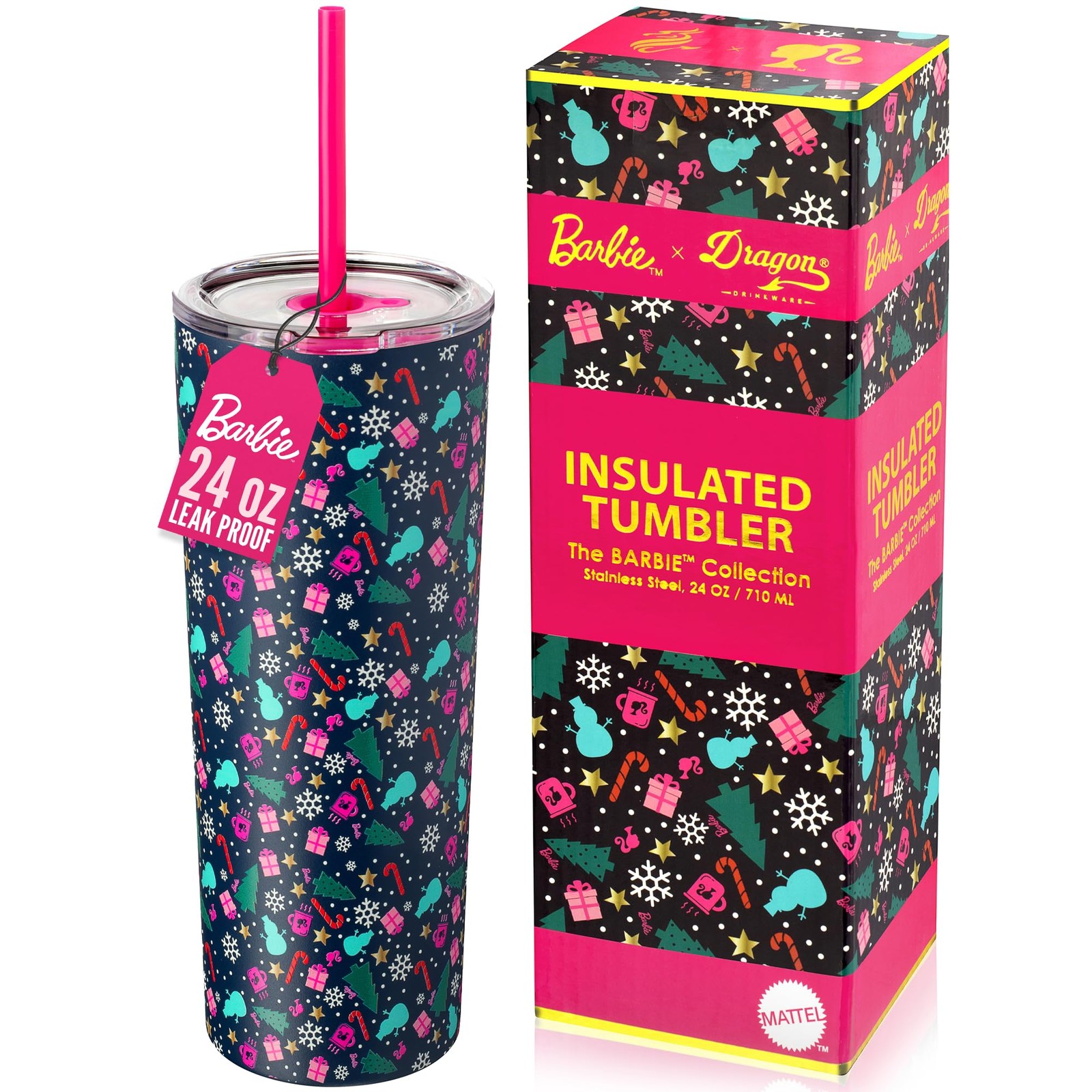 x Barbie Vacuum Insulated Tumbler, 24 oz – Christmas