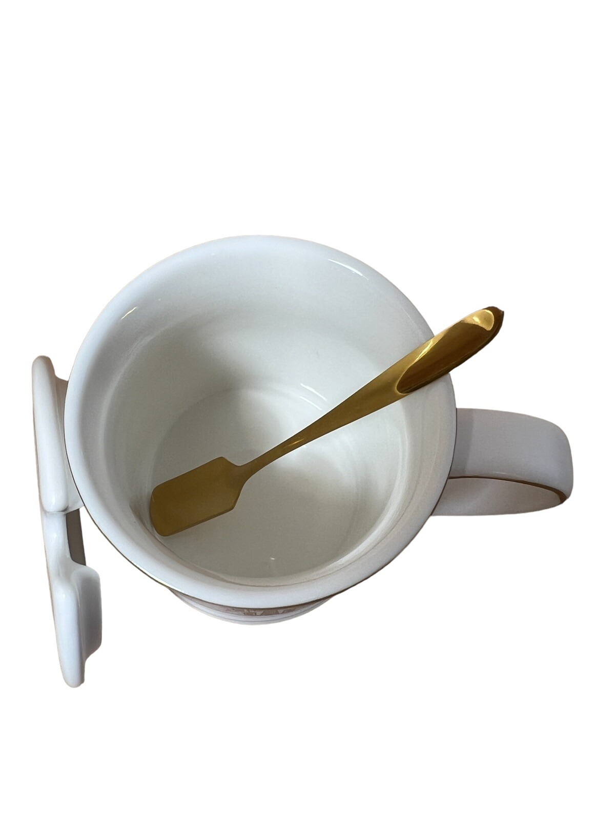 NEW Lidded Coffee Mug w/Gold Spoon Depict Christian Ethiopian Processional Cross