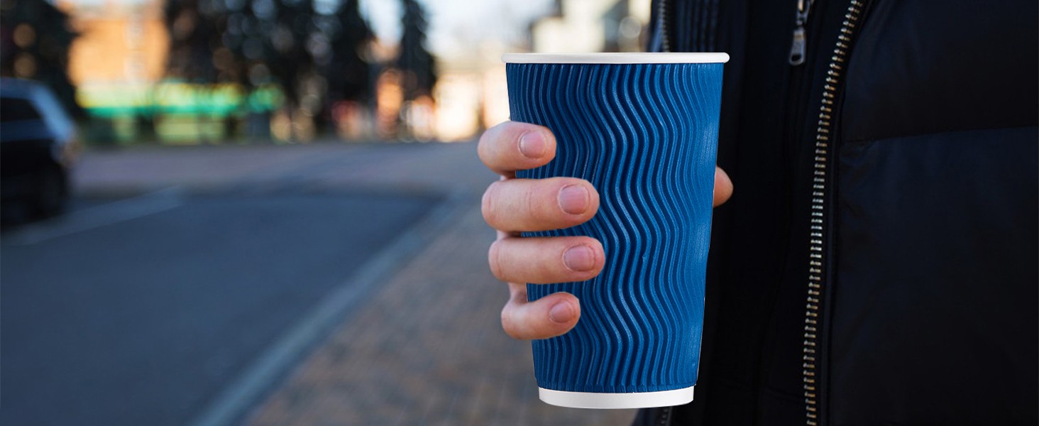 Disposable Coffee Cups, Insulated Corrugated Paper Cups, Kraft Ripple Wall Cups