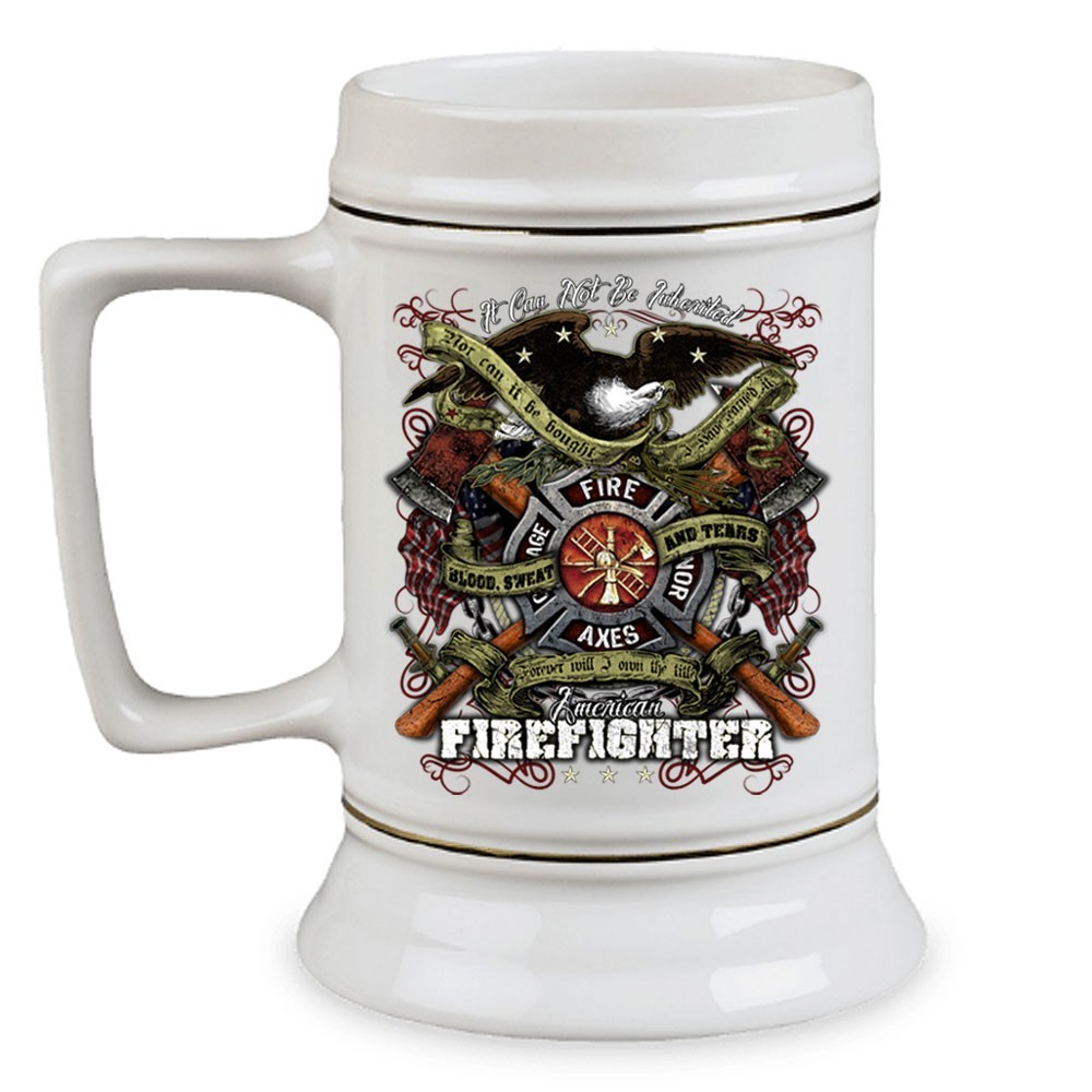 Blood Sweat and Tears Firefighter 22 oz Ceramic Custom Stein