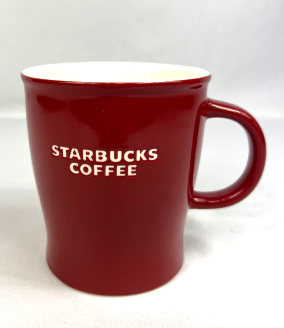 STARBUCKS Coffee Mug 2008 Red/White Holiday Christmas About 4.25 In x 3.75 In