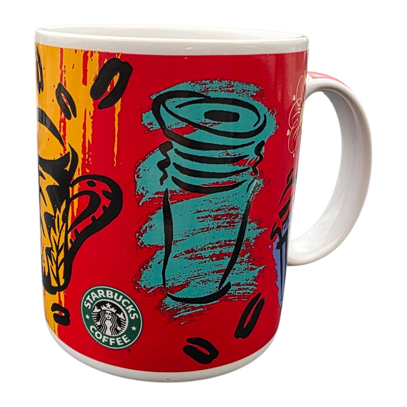 Vintage Starbucks Coffee Mug Colorful Abstract Pop Art Cup Made in Thailand