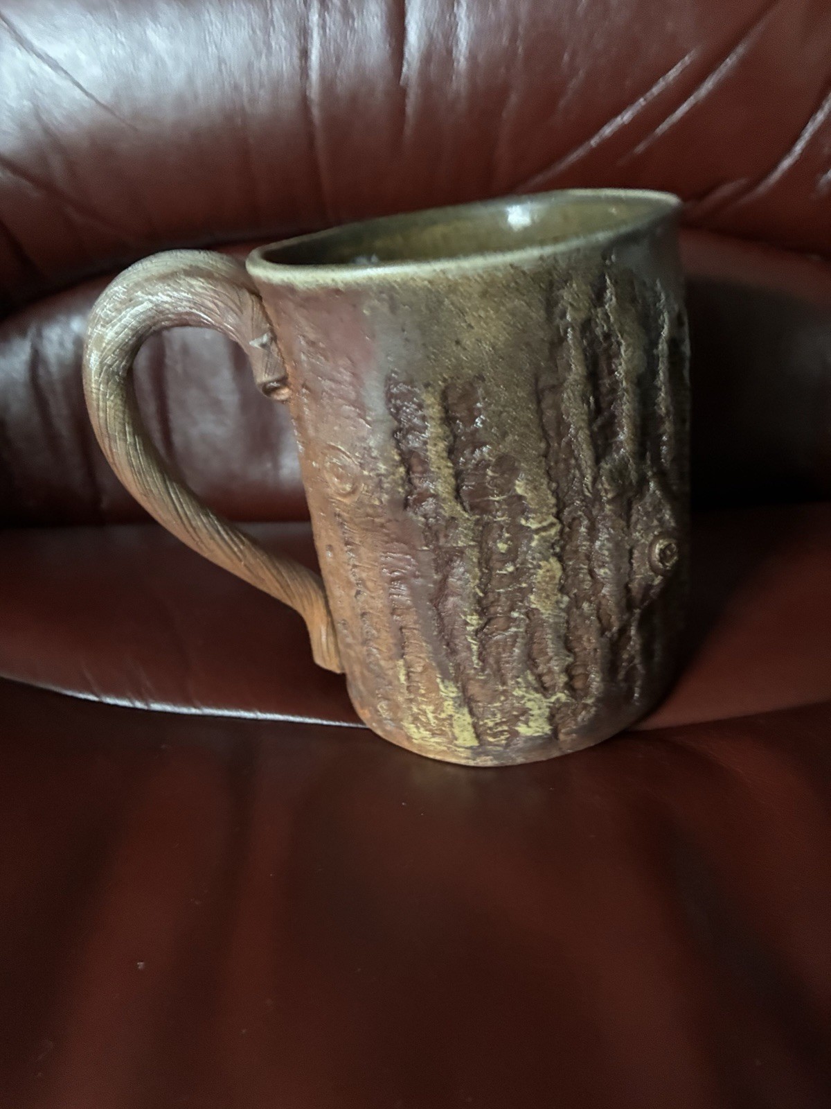 Rooted in Clay Signed Coffee mug Tree Bark Mug 14 ounce