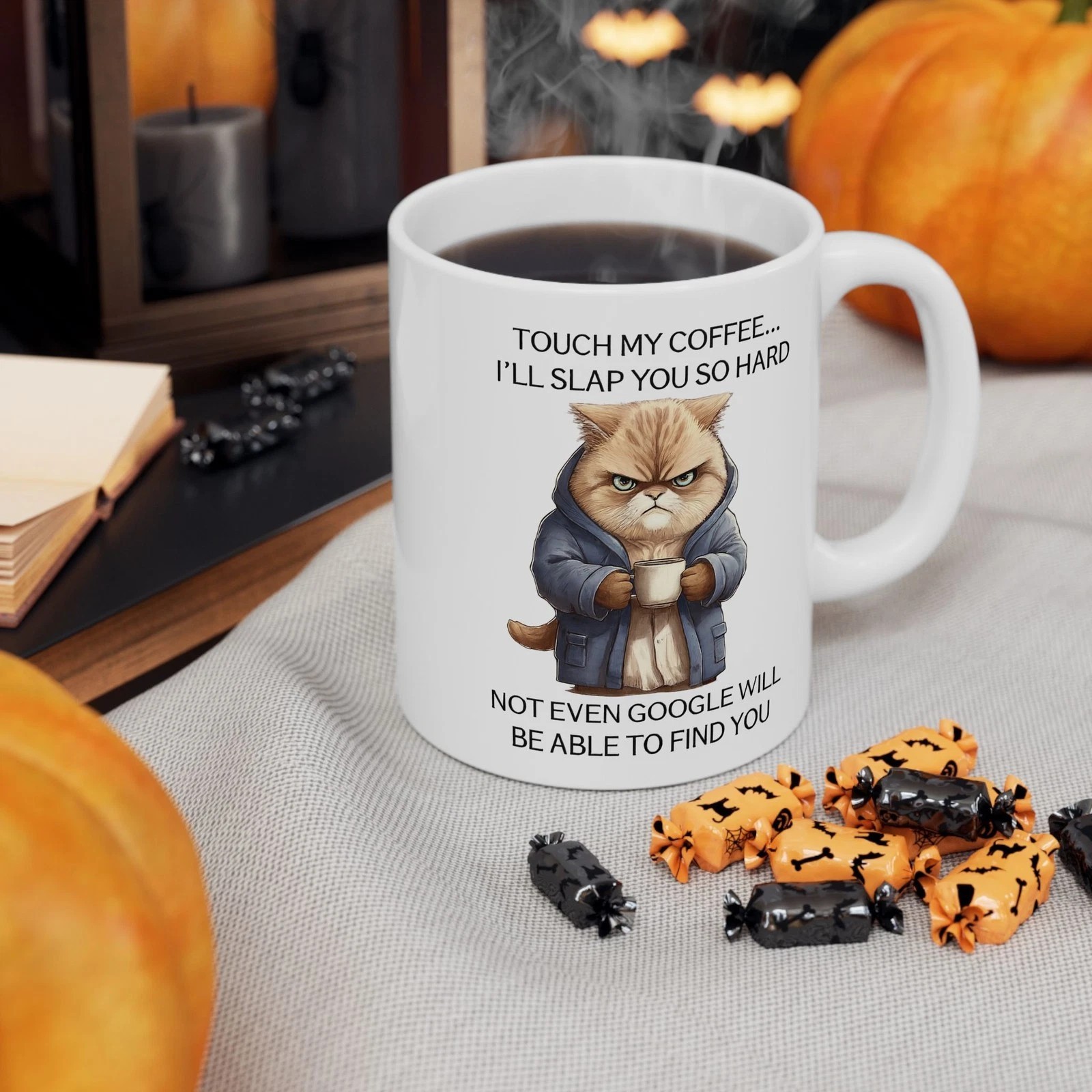 Funny Cat Coffee Mug 11oz Don’t Touch My Coffee Cat Lover Gift Ceramic Cup
