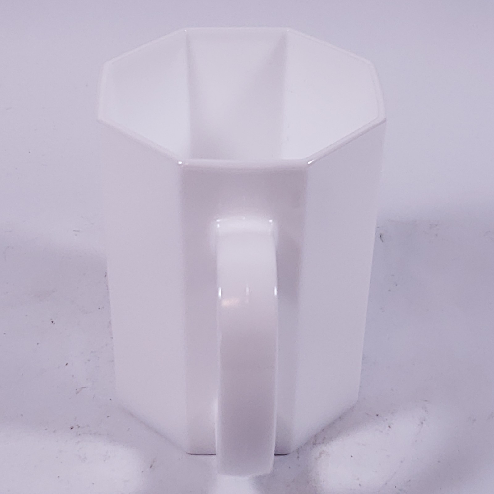 Vintage Art Deco Arcopal France OCTIME WHITE Octagonal Milk Glass MUG SET