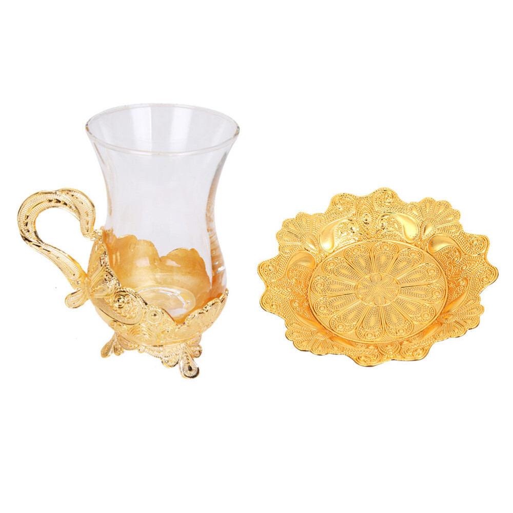 1Set Glass Coffee Cup with Decorative Handle Coffee Mug Glass Tea Cup Saucer Set