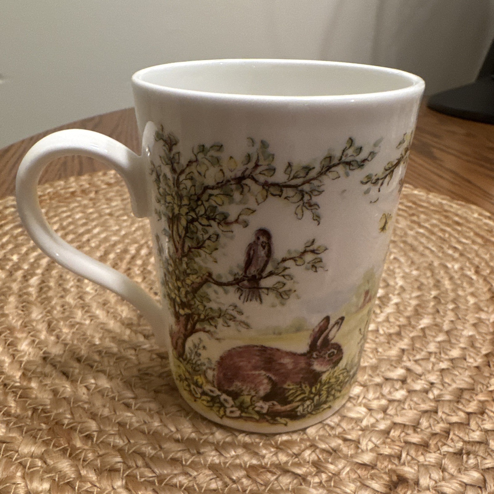 Fine Bone China Made in England 8fl oz Coffee Mug Rabbit & Birds Floral