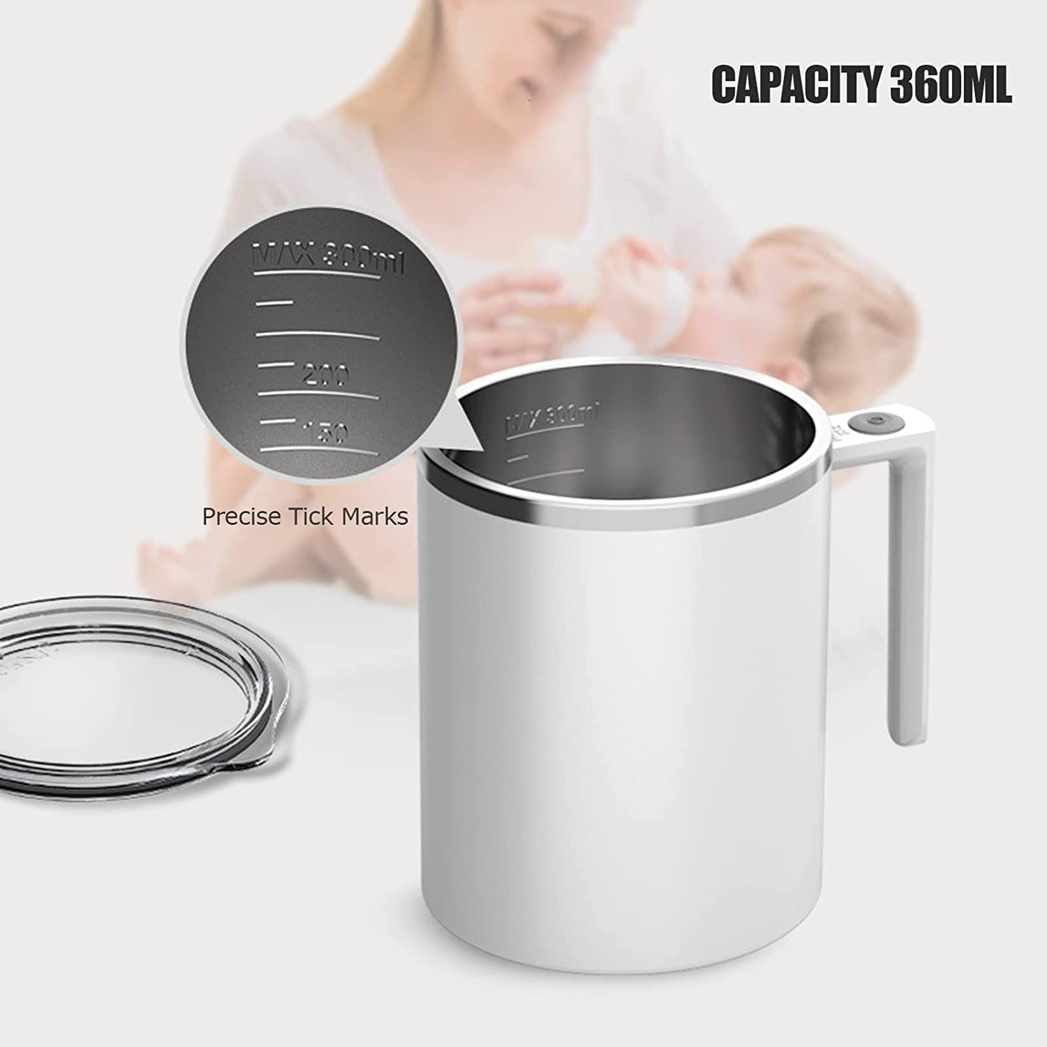 Self Stirring Mug, 12.2 Oz Self Stirring Coffee Mug with Magnetic Stirrer & Anti