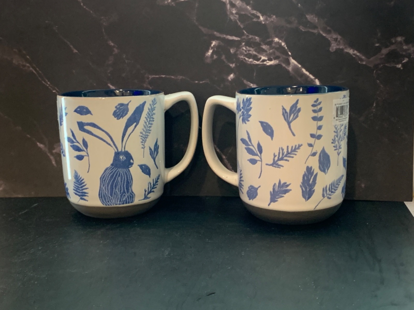 NEW I Love it Mugs Set of 2 – Bunny Flowers Handpainted, Sturdy, Gorgeous